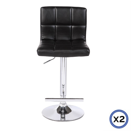 Set of 2 Max Barstool Adjustable Height Black Colour - Sale Now