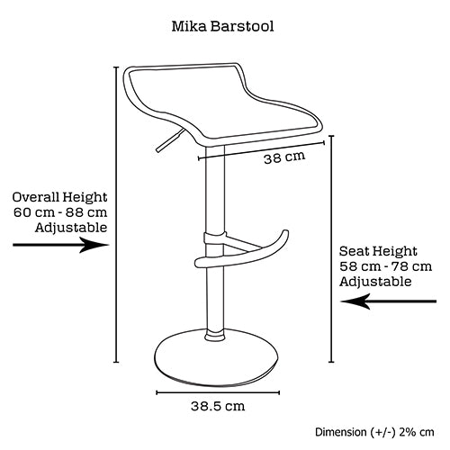 Set of 2 Mika Barstool Adjustable  White Colour - Sale Now