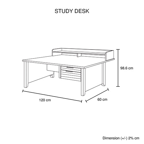 Cielo 2 Drawers Wooden Leg Study Desk - Sale Now