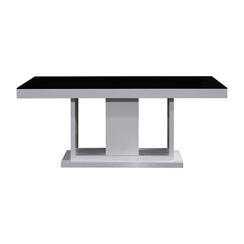 Espresso Dining Table Black Glass & White Painting - Sale Now