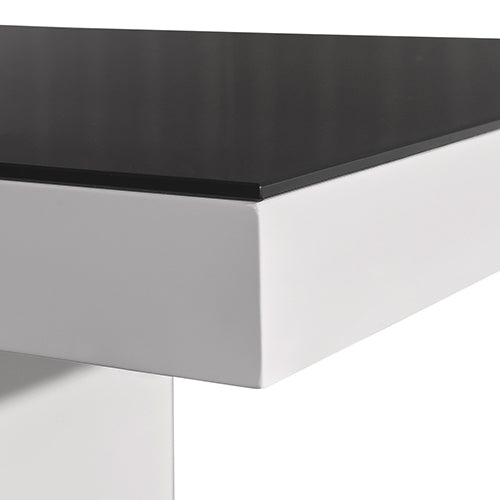 Espresso Dining Table Black Glass & White Painting - Sale Now