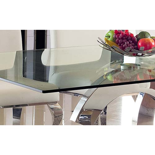 Gracy Stainless Steel Glossy Base Dining Table - Sale Now
