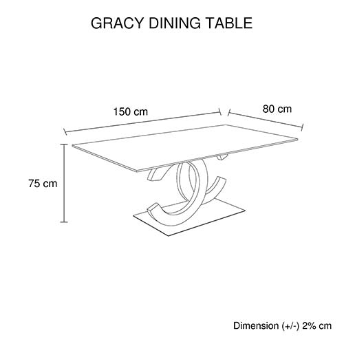 Gracy Stainless Steel Glossy Base Dining Table - Sale Now