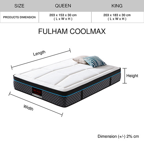 Fulham Coolmax Bedroom Mattress Memory Foam Queen Size - Sale Now