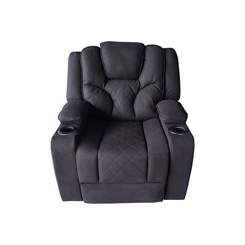 Arnold Rinho Fabric Black Headrest Padded Seat Recliner Sofa 1R - Sale Now