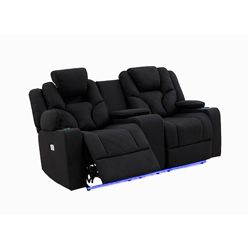 Arnold Rinho Fabric Black Headrest Padded Seat Recliner Sofa 2R