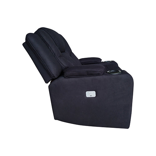 Arnold Rinho Fabric Black Headrest Padded Seat Recliner Sofa 2R - Sale Now