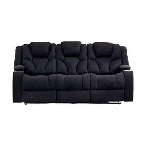 Arnold Rinho Fabric Black Headrest Padded Seat Recliner Sofa 3R
