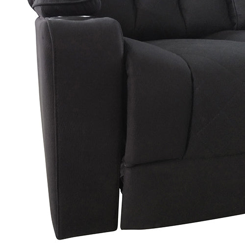 Arnold Rinho Fabric Black Headrest Padded Seat Recliner Sofa 3R - Sale Now
