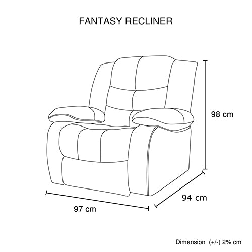 Fantasy Recliner Pu Leather 1R Brown - Sale Now