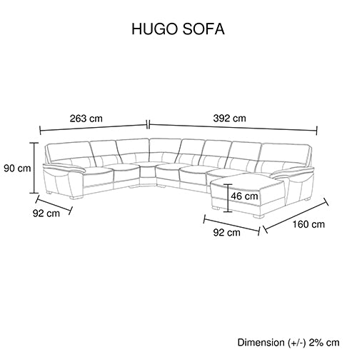 Hugo Large Corner Sofa Set Spacious Chaise Lounge Air Leather - Sale Now