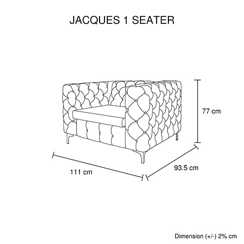 Jacques 1 Seater Black Colour - Sale Now