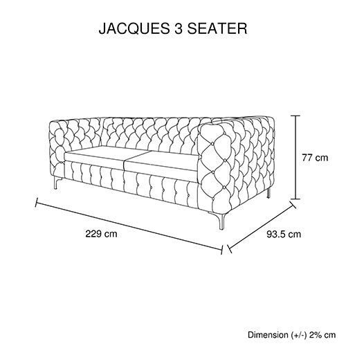 Jacques 3 Seater Black Colour - Sale Now