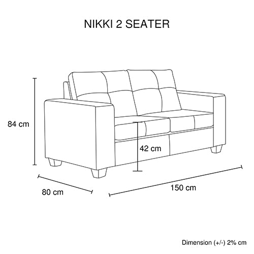 Nikki Sofa Black Colour 2 Seater PU Leather - Sale Now