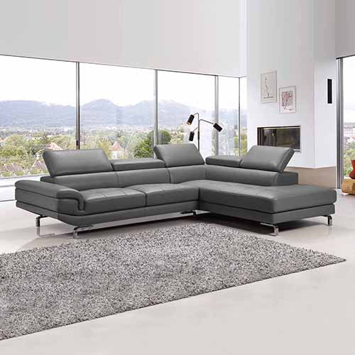 Vienna Corner Sofa Set Spacious Chaise Lounge Leatherette Air Leather Grey - Sale Now