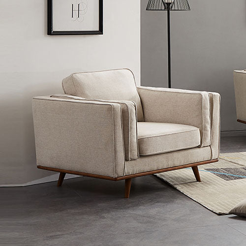 York Sofa 1 Seater Fabric Cushions Modern Sofa Beige Colour - Sale Now