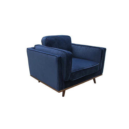 York Sofa 1 Seater Fabric Cushion Modern Sofa Blue Colour - Sale Now
