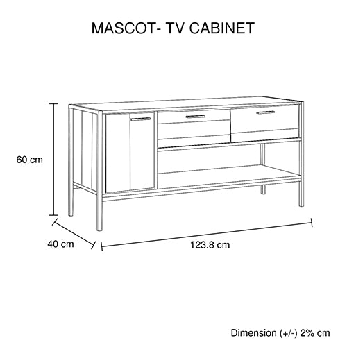 Mascot TV Cabinet Entertainment Storage Unit Oak Colour - Sale Now