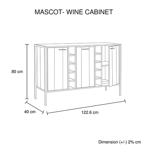 Mascot Wine Cabinet Oak Colour - Sale Now