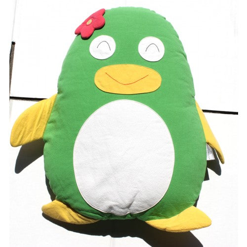 Penguin Cuddling Cushion Green