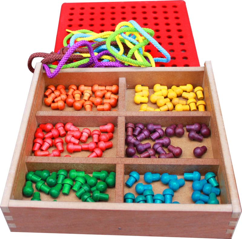 Froebel Gifts J2- Pegs And Lacing Box - Sale Now