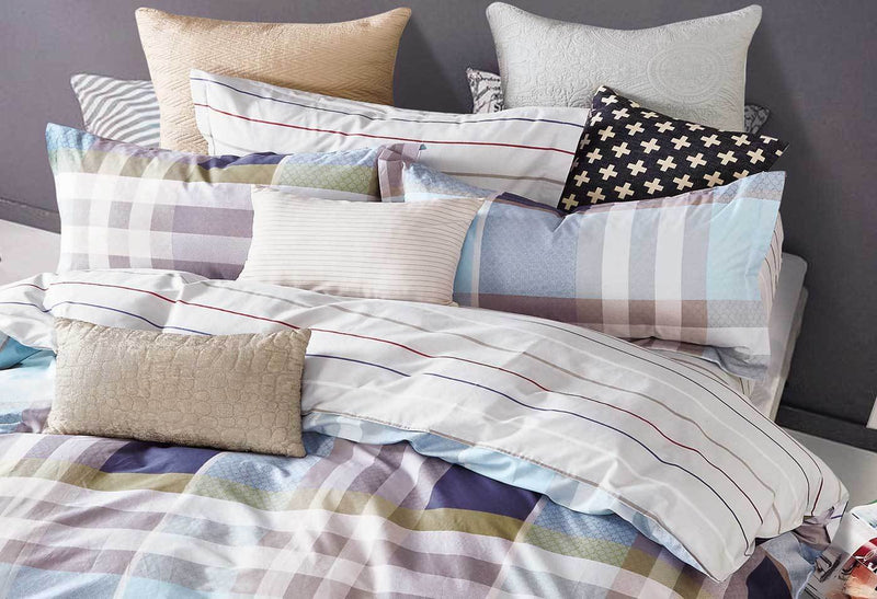 Queen Size Rectangle and Strips Pattern Quilt Cover Set(3PCS) - Sale Now