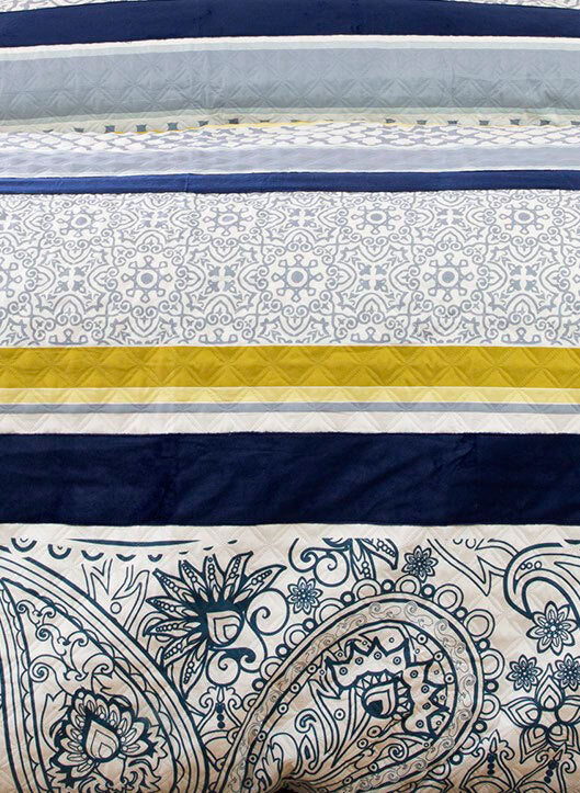 Double Size 3pcs Dessin Velvet Panel Embossed Quilt Cover Set - Sale Now