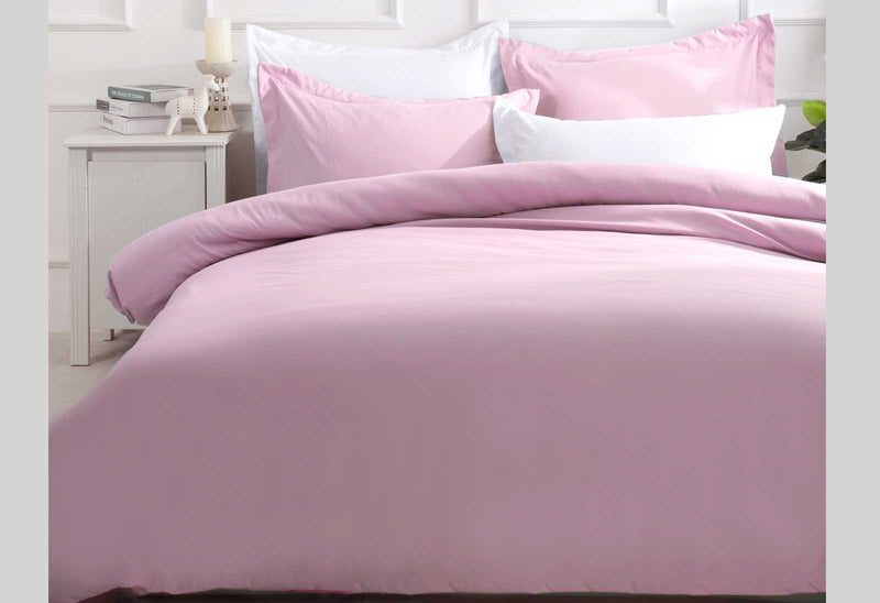 Super King Size Pink Color Quilt Cover Set (3PCS)