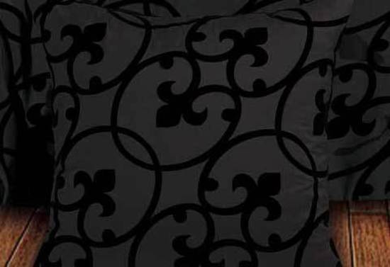 King Size Flocking Charcoal Black Quilt Cover Set (3PCS) - Sale Now