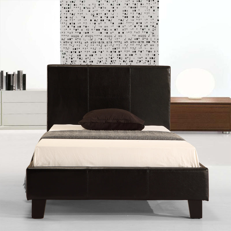 Single PU Leather Bed Frame Black - Sale Now