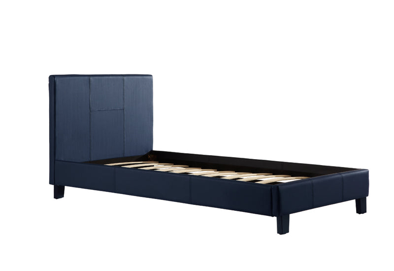 Single PU Leather Bed Frame Blue - Sale Now