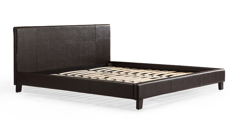 King PU Leather Bed Frame Brown - Sale Now