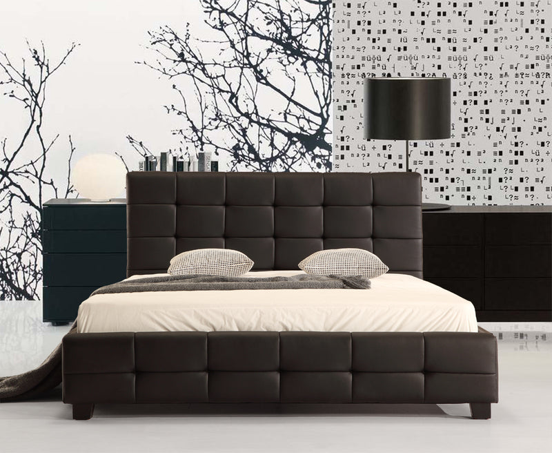 Double PU Leather Deluxe Bed Frame Black - Sale Now