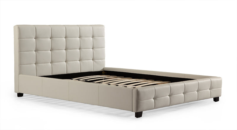 Queen PU Leather Deluxe Bed Frame White - Sale Now