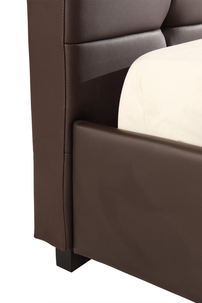 Queen PU Leather Deluxe Bed Frame Brown - Sale Now