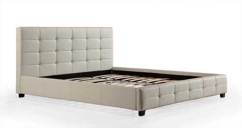 King PU Leather Deluxe Bed Frame White - Sale Now