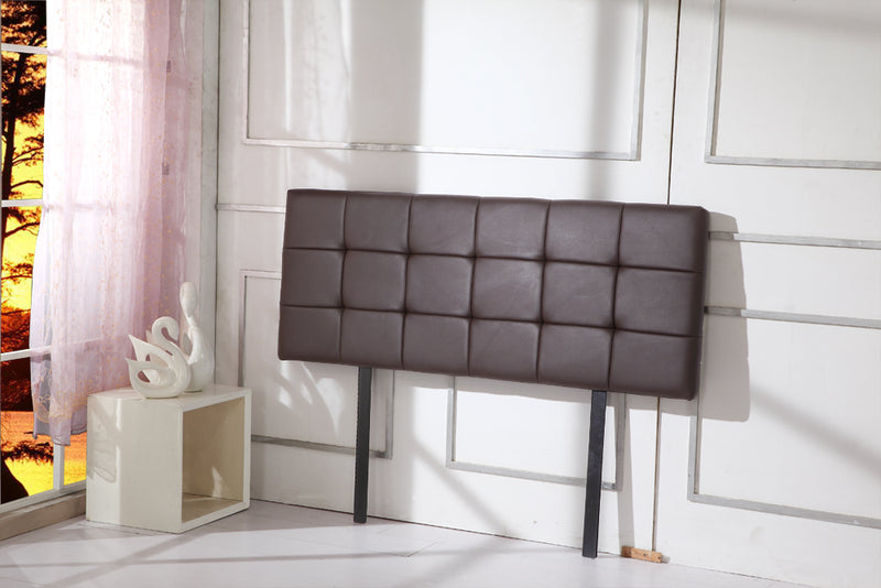 PU Leather Double Bed Deluxe Headboard Bedhead - Brown - Sale Now