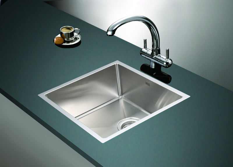 490x440mm Handmade Stainless Steel Undermount / Topmount Kitchen Laundry Sink with Waste - Sale Now