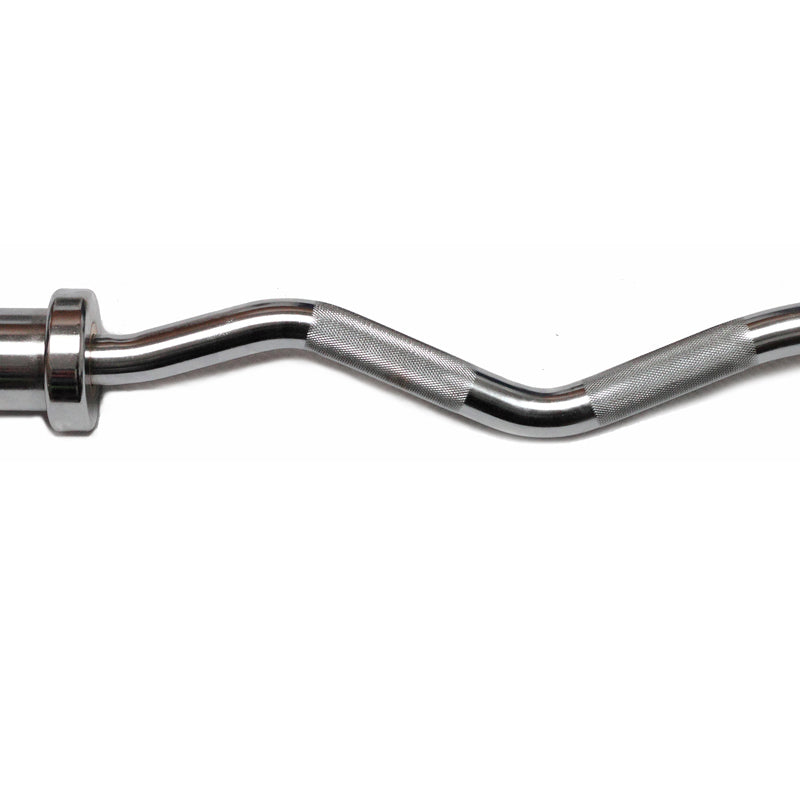 Chrome Olympic Curl Bar Barbell Heavy Duty EZ with Spring Collars - Sale Now