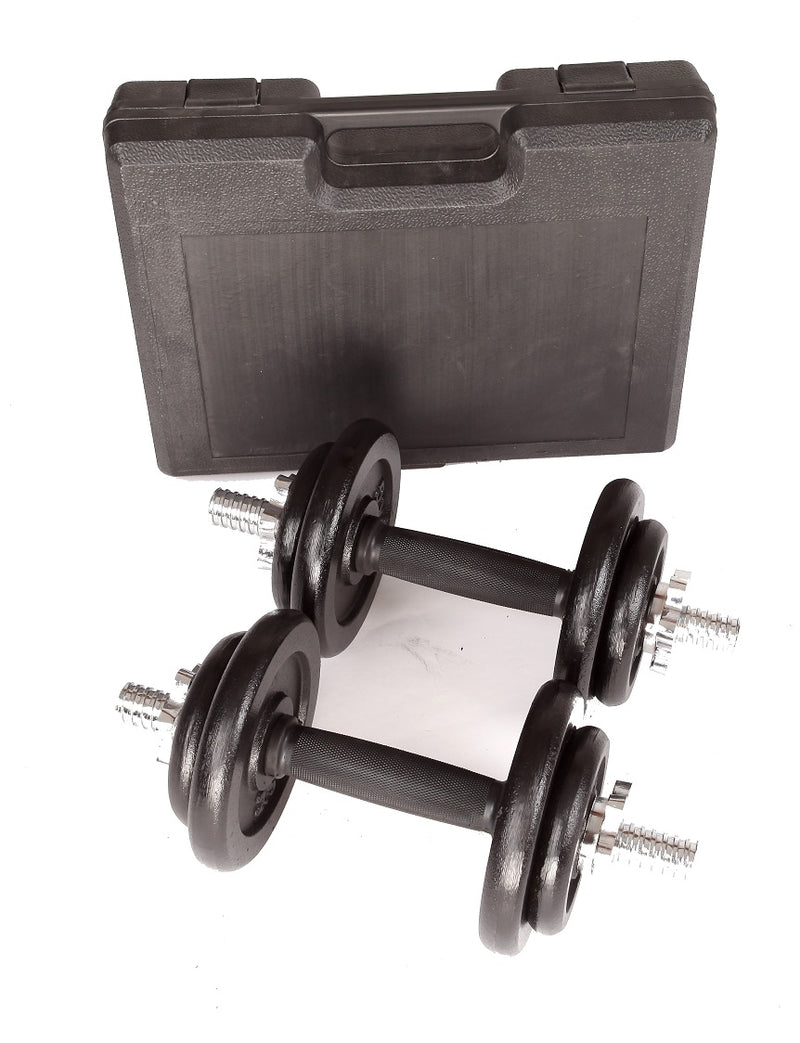20kg Black Dumbbell Set with Carrying Case - Sale Now