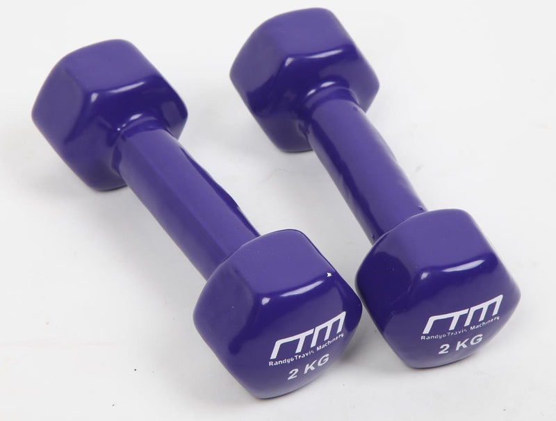 2kg Dumbbells Pair PVC Hand Weights Rubber Coated - Sale Now