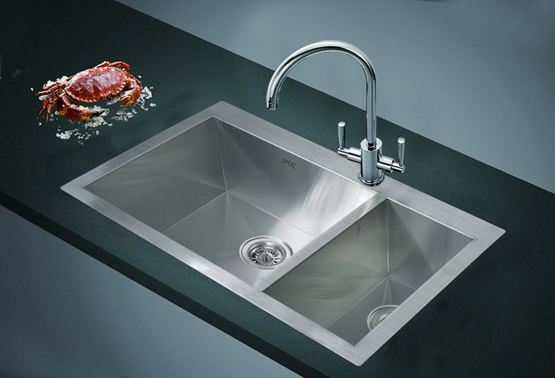 745x505mm Handmade Stainless Steel Topmount Kitchen Sink with Waste - Sale Now