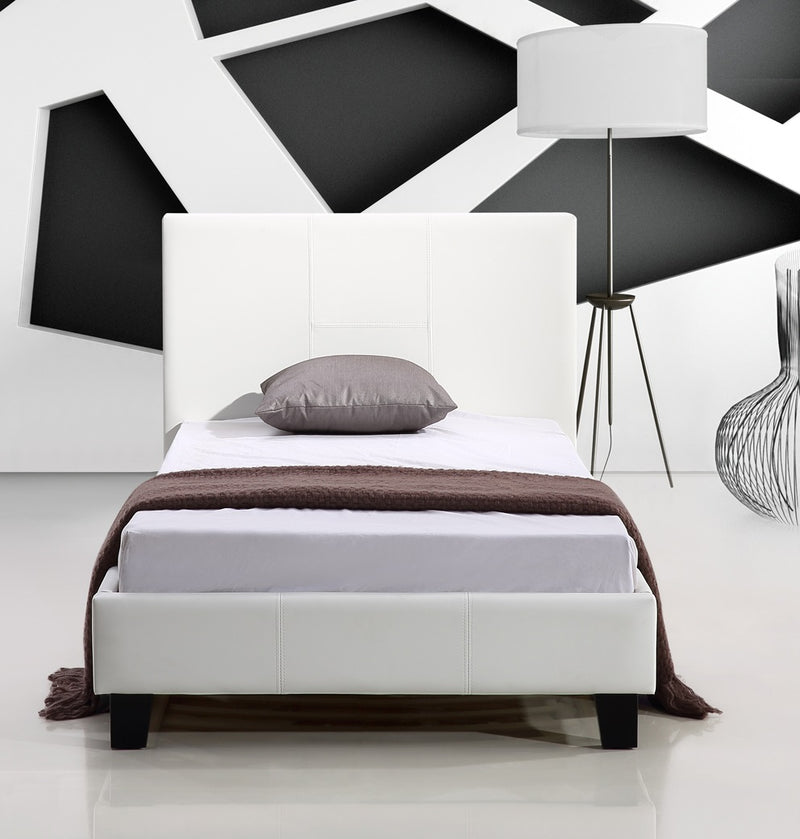 Single PU Leather Bed Frame White - Sale Now