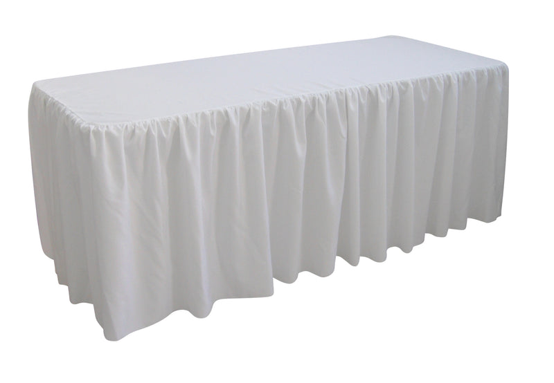 6 Foot Gathered White Table Cloth Trestle Cover - Sale Now
