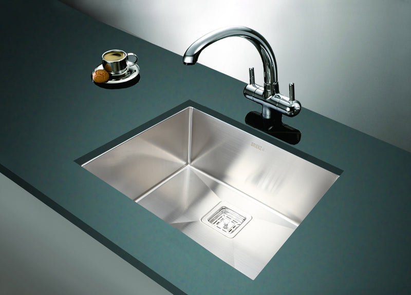 550x455mm Handmade 1.5mm Stainless Steel Undermount / Topmount Kitchen Sink with Square Waste - Sale Now