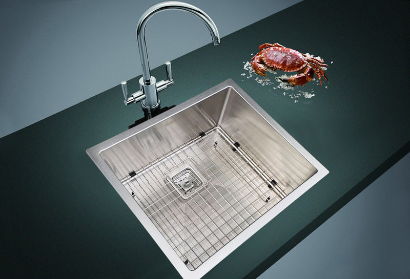 430x455mm Handmade 1.5mm Stainless Steel Undermount / Topmount Kitchen Sink with Square Waste - Sale Now
