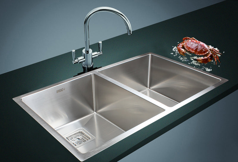 835x505mm Handmade 1.5mm Stainless Steel Undermount / Topmount Kitchen Sink with Square Waste - Sale Now