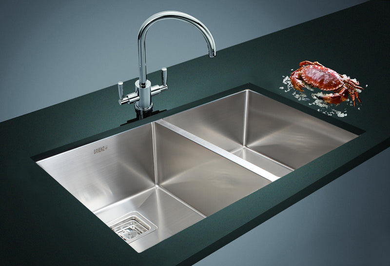 835x505mm Handmade 1.5mm Stainless Steel Undermount / Topmount Kitchen Sink with Square Waste - Sale Now