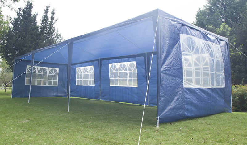 3x9m Wedding Outdoor Gazebo Marquee Tent Canopy Blue - Sale Now