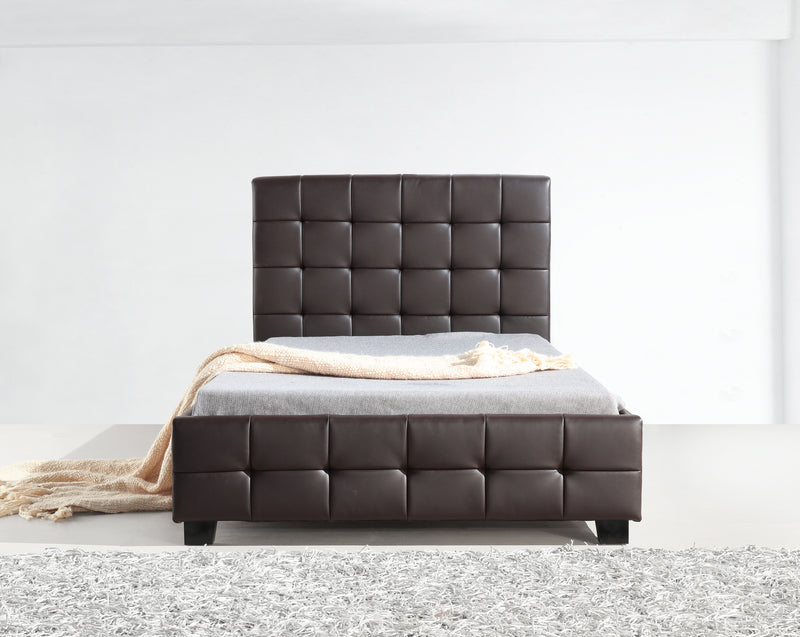 King Single PU Leather Deluxe Bed Frame Brown - Sale Now